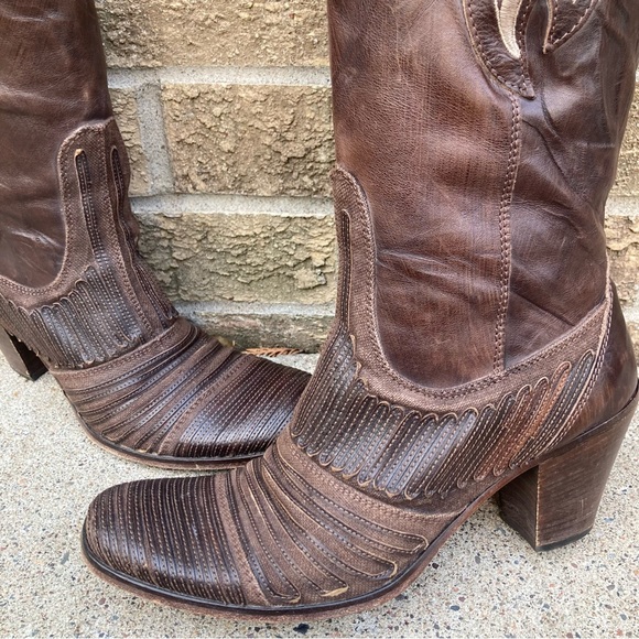 💙Siren by Mark Nason  Rose Embroidered Brown Leather Cowboy Boots - Picture 15 of 16